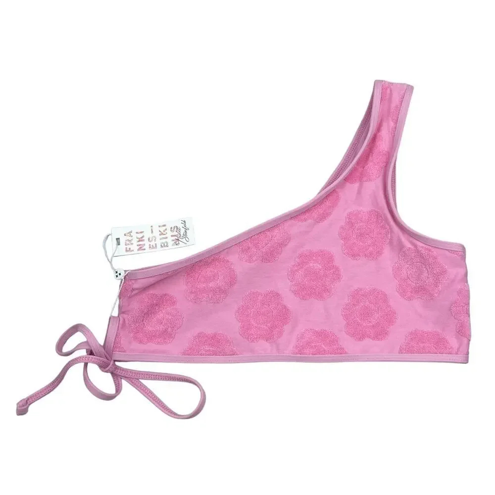 NWT HAILEE STEINFELD X FRANKIES BIKINIS Cove Floral Terry Bikini Top Sz Small